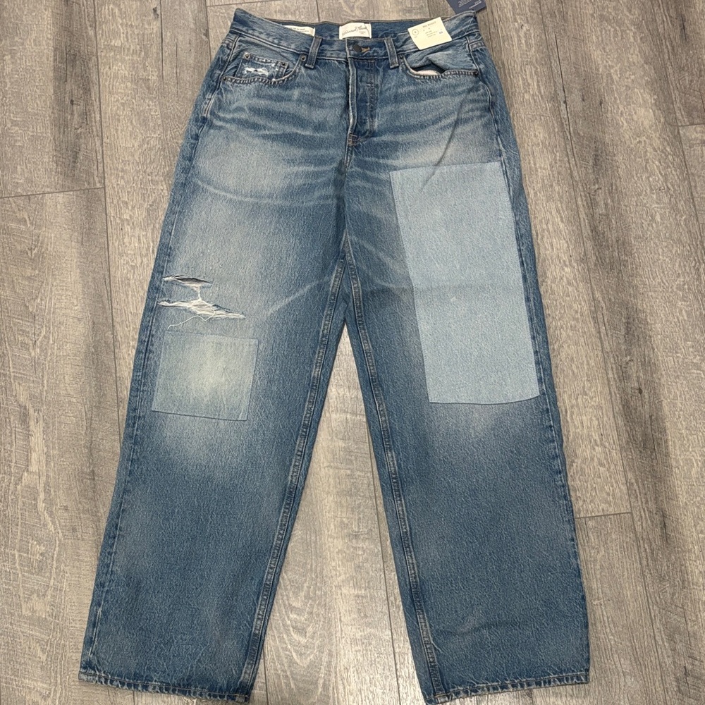 Womens Blue Jeans with Patchwork